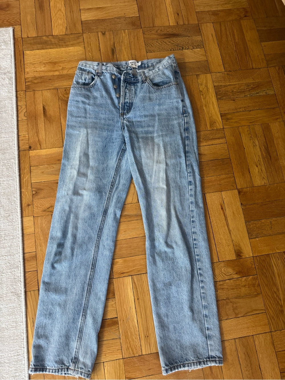Princess Polly Light Wash Cross-over Waist jeans
